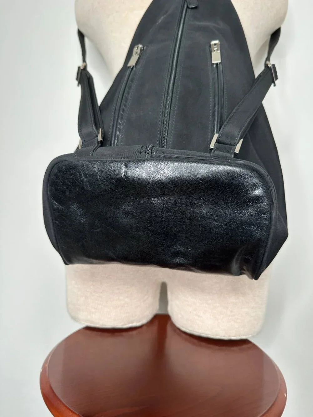 HOBO International Women's Black Nylon Tear-drop Style Backpack Minimalist